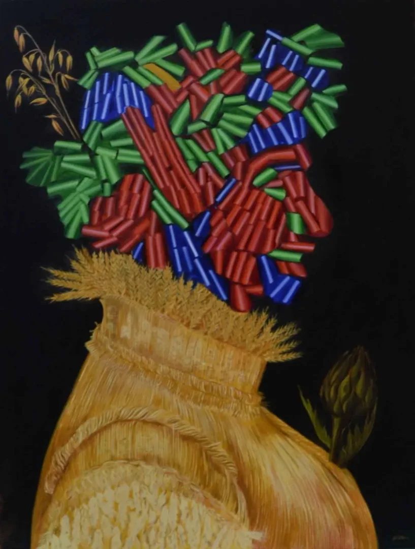 "Arcimboldonun Portresi" eseri ALİ ÖZHAN GÜNEŞ tarafından 2017 yılında 80x60 cm ölçülerinde Tuval üzeri yağlı boya tekniği ile yapılmıştır.