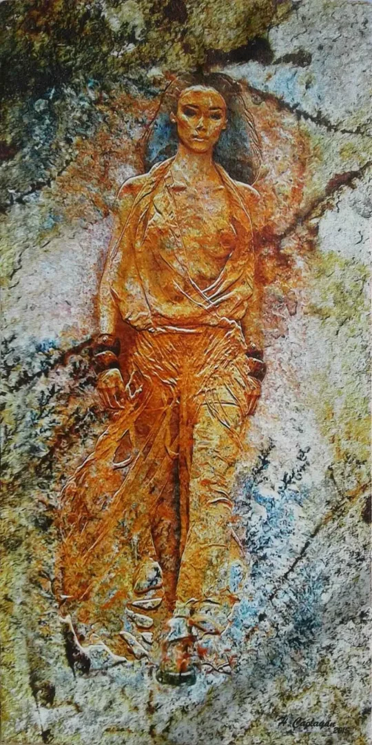 HASAN ÇAĞLAYAN — “Fosilleşmiş Bedenler” "Fosilleşmiş Bedenler" eseri HASAN ÇAĞLAYAN tarafından 120x60 cm ölçülerinde Tuval üzeri karışık teknik tekniği ile yapılmıştır.