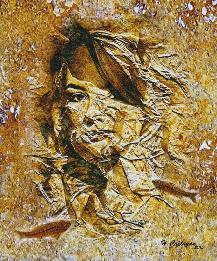 "Fosilleşmiş Bedenler" eseri HASAN ÇAĞLAYAN tarafından 60x50 cm ölçülerinde Tuval üzeri karışık teknik tekniği ile yapılmıştır.
