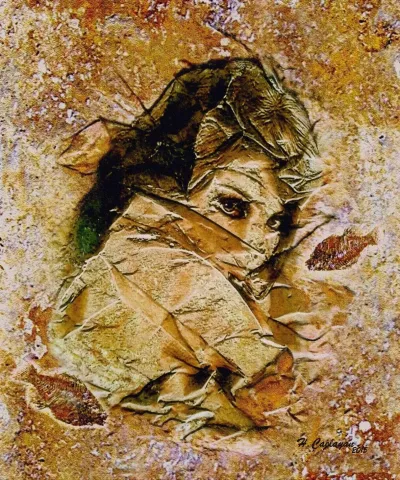 HASAN ÇAĞLAYAN — “Fosilleşmiş Bedenler” "Fosilleşmiş Bedenler" eseri HASAN ÇAĞLAYAN tarafından 60x50 cm ölçülerinde Yapay kaya üzeri karışık teknik tekniği ile yapılmıştır.