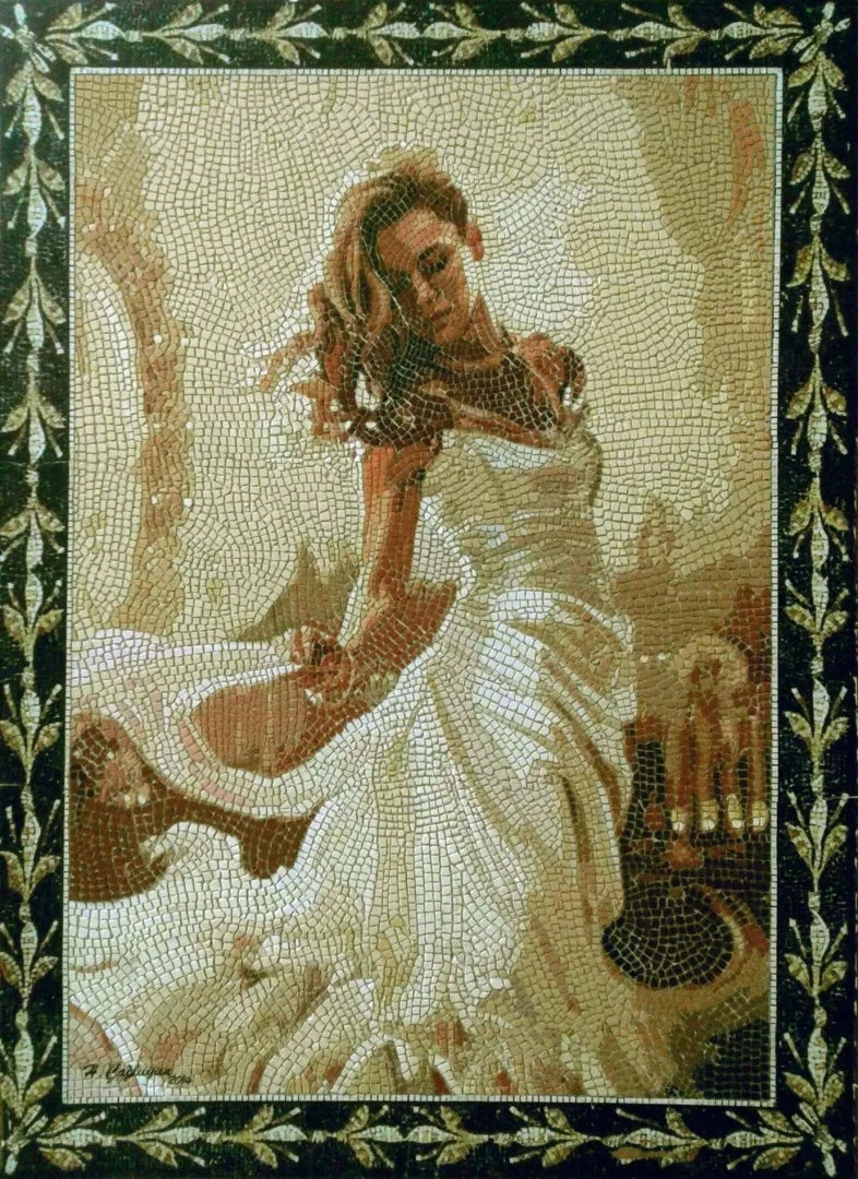 HASAN ÇAĞLAYAN Bu eser HASAN ÇAĞLAYAN tarafından 110x80 cm ölçülerinde Tuval üzeri mozaik tekniği ile yapılmıştır.