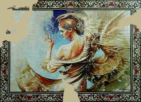 HASAN ÇAĞLAYAN Bu eser HASAN ÇAĞLAYAN tarafından 110x80 cm ölçülerinde Tuval üzeri mozaik tekniği ile yapılmıştır.