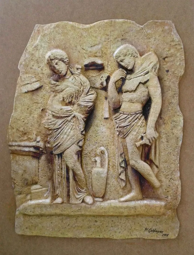 HASAN ÇAĞLAYAN — “Antik Rölyef”, 2016 "Antik Rölyef" eseri HASAN ÇAĞLAYAN tarafından 2016 yılında 80x60 cm ölçülerinde Tuval üzeri karışık teknik tekniği ile yapılmıştır.