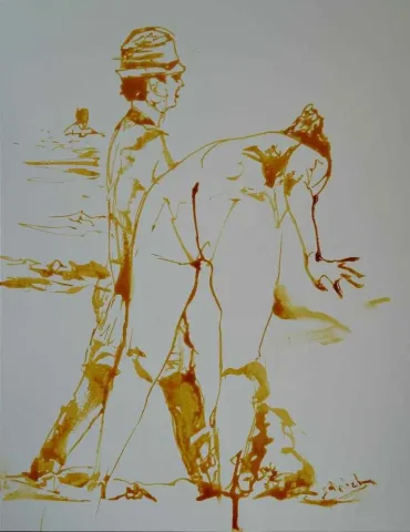 "Kağıt üzerine safran ve bal" eseri ALİ ÖZHAN GÜNEŞ tarafından 2017 yılında 32x25 cm ölçülerinde yapılmıştır.