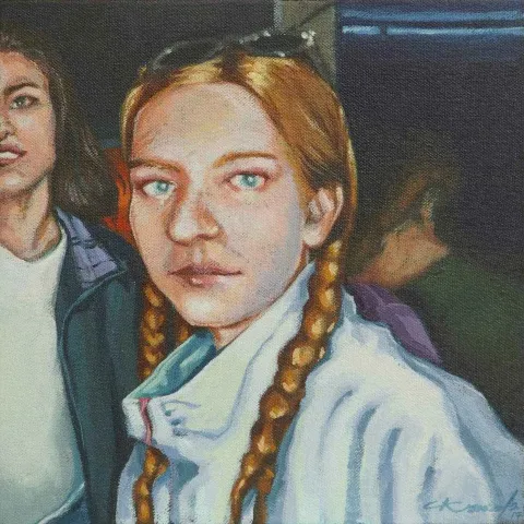 CENGİZHAN KONURALP — 2017 Bu eser CENGİZHAN KONURALP tarafından 2017 yılında 25x25 cm ölçülerinde Duralit üzeri akrilik boya tekniği ile yapılmıştır.
