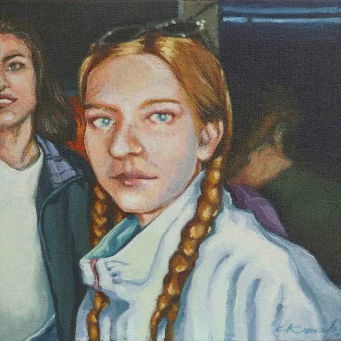 CENGİZHAN KONURALP — 2017 Bu eser CENGİZHAN KONURALP tarafından 2017 yılında 25x25 cm ölçülerinde Duralit üzeri akrilik boya tekniği ile yapılmıştır.