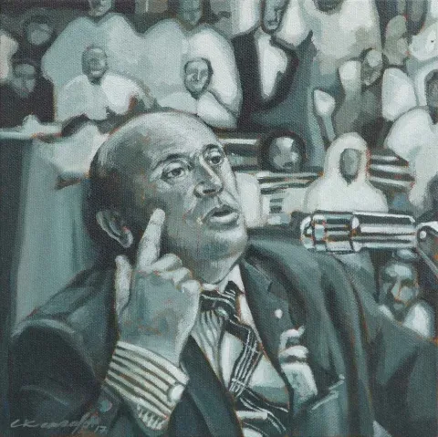 CENGİZHAN KONURALP — 2017 Bu eser CENGİZHAN KONURALP tarafından 2017 yılında 25x25 cm ölçülerinde Duralit üzeri akrilik boya tekniği ile yapılmıştır.