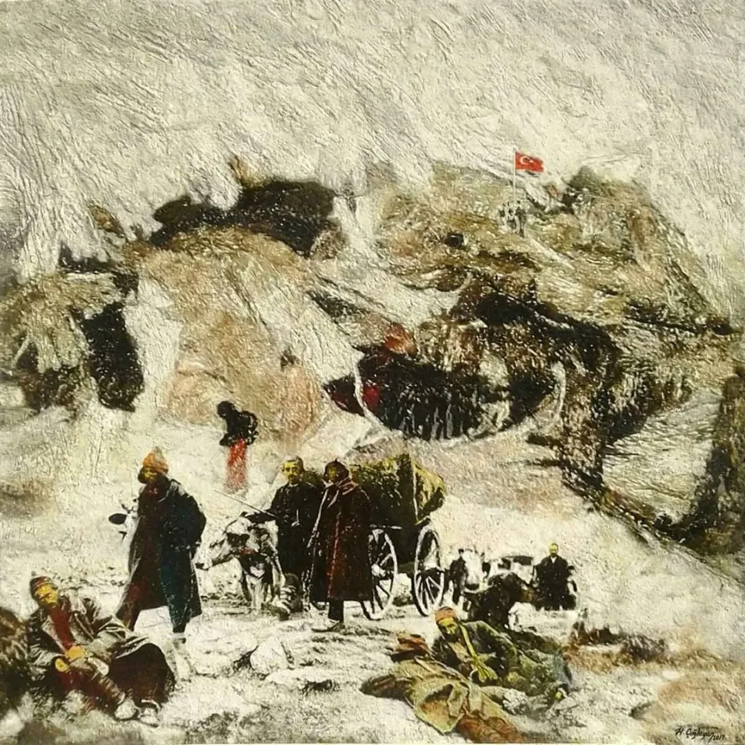 yakınlaştır "Kuva-yi Milliye" eseri HASAN ÇAĞLAYAN tarafından 2017 yılında 70x70 cm ölçülerinde Tuval üzeri karışık teknik tekniği ile yapılmıştır.