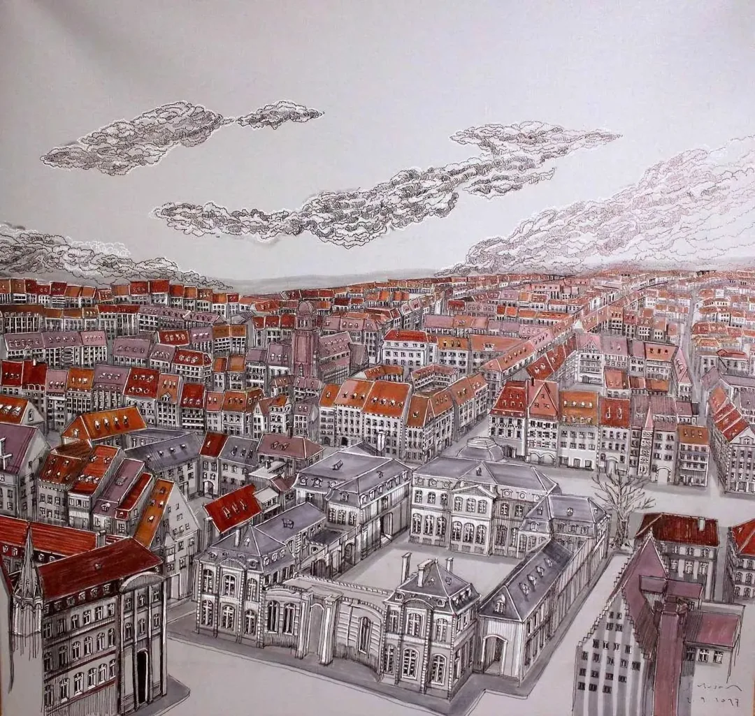 "Fransa" eseri SÜMEYYE YUŞAN tarafından 2017 yılında 70x70 cm ölçülerinde Tuval üzeri karışık teknik tekniği ile yapılmıştır.
