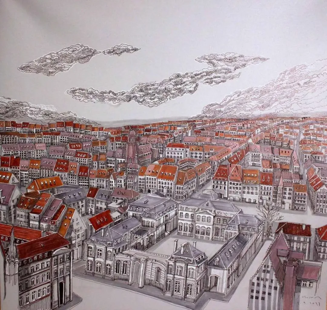 "Fransa" eseri SÜMEYYE YUŞAN tarafından 2017 yılında 70x70 cm ölçülerinde Tuval üzeri karışık teknik tekniği ile yapılmıştır.