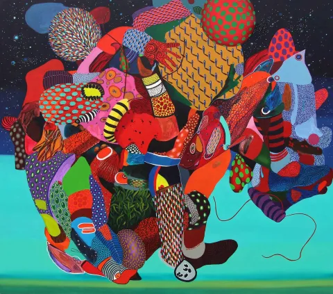 "Alga Marina" eseri LEVENT OYLUÇTARHAN tarafından 2017 yılında 125x140 cm ölçülerinde Tuval üzeri yağlı boya tekniği ile yapılmıştır.