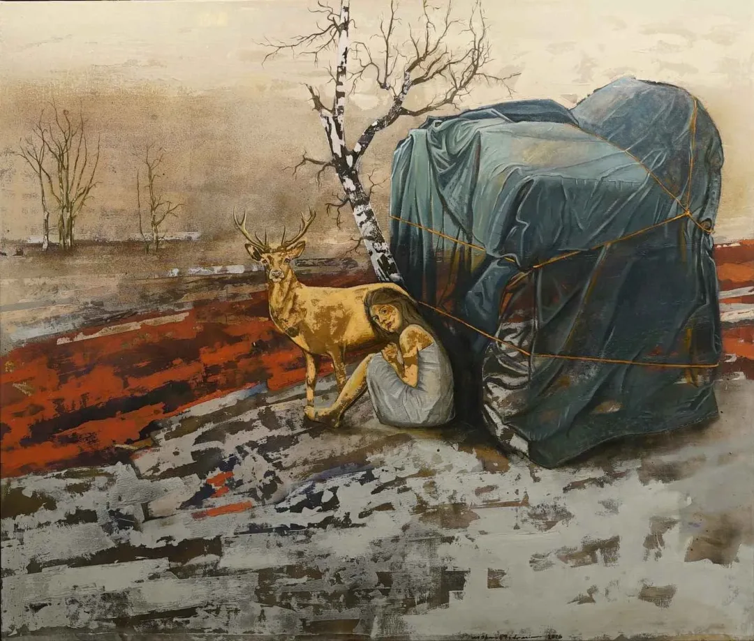 yakınlaştır "İsimsiz" eseri MAHMUT ÖZDEMİR tarafından 2016 yılında 90x120 cm ölçülerinde Tuval üzeri karışık teknik tekniği ile yapılmıştır.