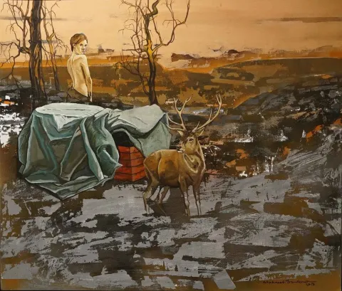 MAHMUT ÖZDEMİR — “İsimsiz”, 2017 "İsimsiz" eseri MAHMUT ÖZDEMİR tarafından 2017 yılında 85x100 cm ölçülerinde Tuval üzeri karışık teknik tekniği ile yapılmıştır.