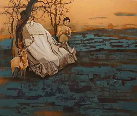 MAHMUT ÖZDEMİR — “İsimsiz”, 2017 "İsimsiz" eseri MAHMUT ÖZDEMİR tarafından 2017 yılında 85x100 cm ölçülerinde Tuval üzeri karışık teknik tekniği ile yapılmıştır.