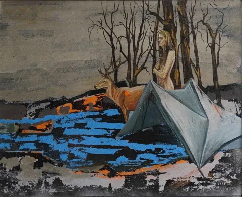 MAHMUT ÖZDEMİR — “İsimsiz”, 2017 "İsimsiz" eseri MAHMUT ÖZDEMİR tarafından 2017 yılında 40x50 cm ölçülerinde Tuval üzeri karışık teknik tekniği ile yapılmıştır.