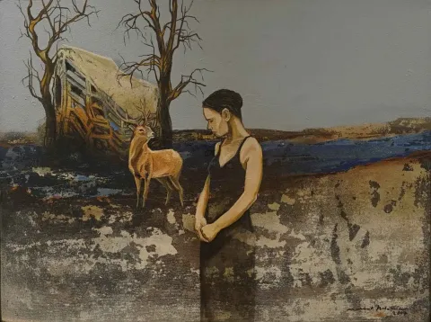 "İsimsiz" eseri MAHMUT ÖZDEMİR tarafından 2017 yılında 40x65 cm ölçülerinde Tuval üzeri karışık teknik tekniği ile yapılmıştır.
