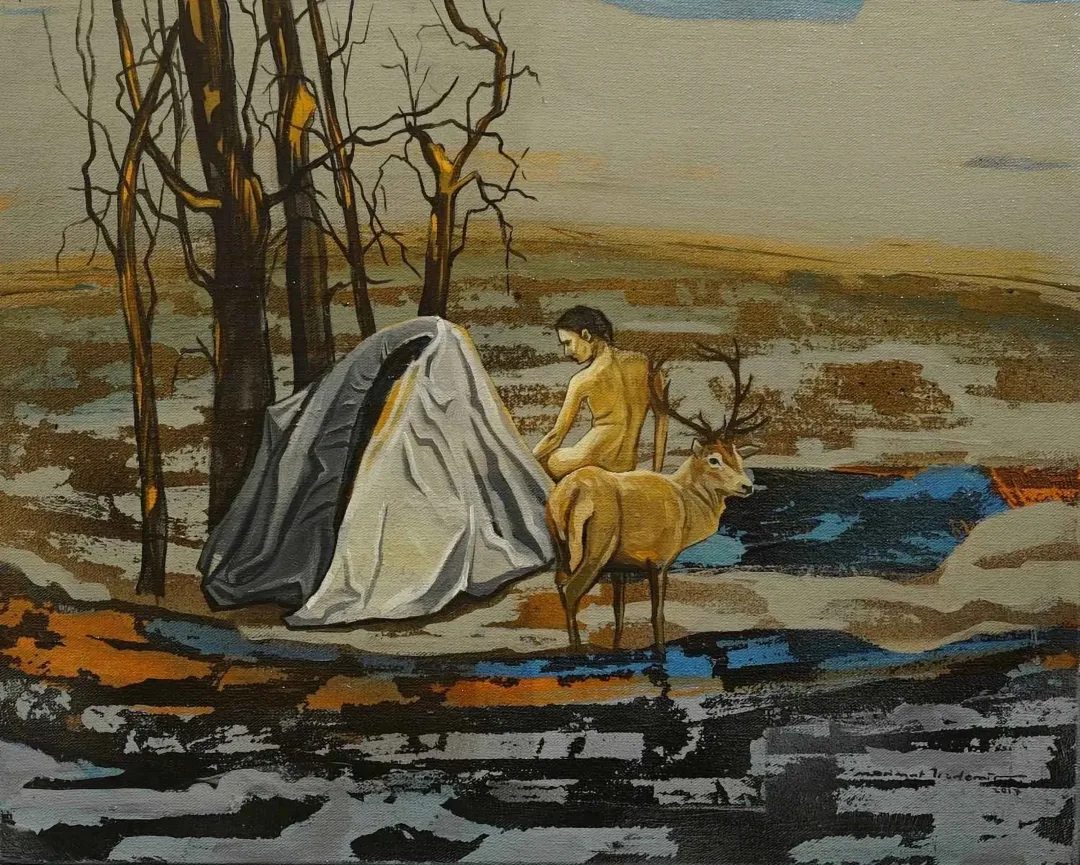 "İsimsiz" eseri MAHMUT ÖZDEMİR tarafından 2017 yılında 40x50 cm ölçülerinde Tuval üzeri karışık teknik tekniği ile yapılmıştır.