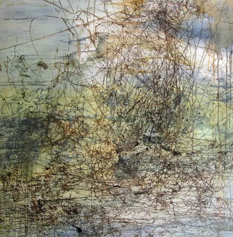 MEHDİ SAADETİ — “İsimsiz”, 2016 "İsimsiz" eseri MEHDİ SAADETİ tarafından 2016 yılında 120x120 cm ölçülerinde Tuval üzeri karışık teknik tekniği ile yapılmıştır.