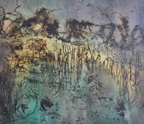 MEHDİ SAADETİ — “İsimsiz”, 2011 "İsimsiz" eseri MEHDİ SAADETİ tarafından 2011 yılında 153x177 cm ölçülerinde Tuval üzeri karışık teknik tekniği ile yapılmıştır.