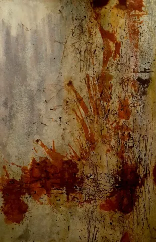 MEHDİ SAADETİ — “İsimsiz”, 2017 "İsimsiz" eseri MEHDİ SAADETİ tarafından 2017 yılında 140x85 cm ölçülerinde Tuval üzeri karışık teknik tekniği ile yapılmıştır.