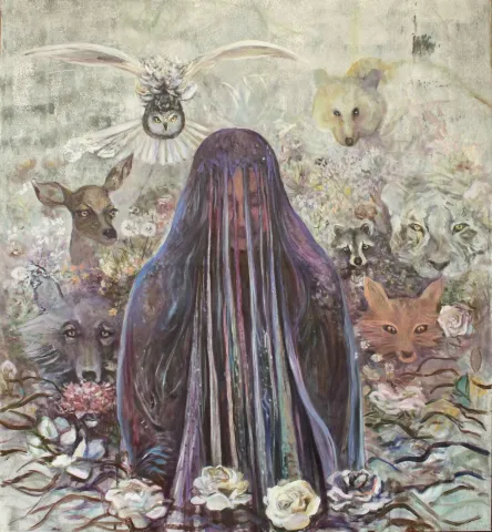 "Hakikatin Gözleri" eseri NİL KÖKEN tarafından 120x110 cm ölçülerinde Tuval üzeri yağlı boya tekniği ile yapılmıştır.