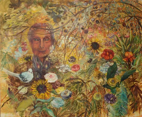 NİL KÖKEN — “Büyük Anne” "Büyük Anne" eseri NİL KÖKEN tarafından 100x120 cm ölçülerinde Tuval üzeri yağlı boya tekniği ile yapılmıştır.