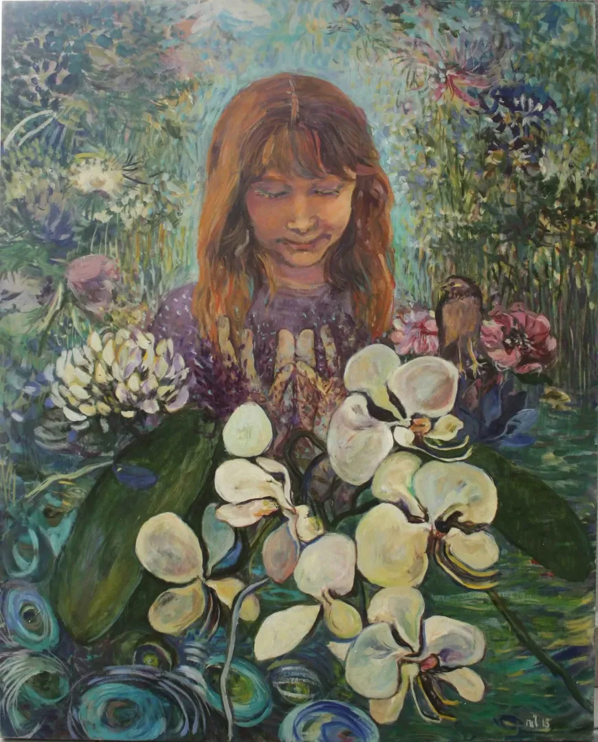 yakınlaştır "Yeryüzü İçin Şifa" eseri NİL KÖKEN tarafından 100x80 cm ölçülerinde Tuval üzeri yağlı boya tekniği ile yapılmıştır.