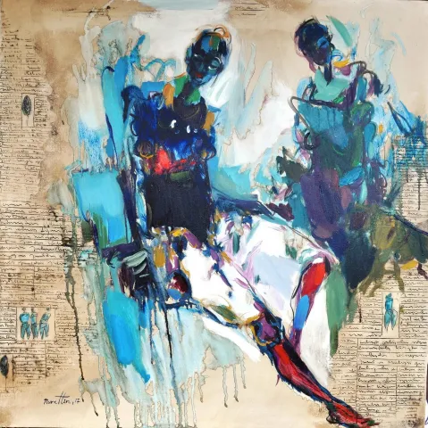 NURETTİN AKKAYA — “Untitled”, 2017 "İsimsiz" eseri NURETTİN AKKAYA tarafından 2017 yılında 90x90 cm ölçülerinde Tuval üzeri yağlı boya tekniği ile yapılmıştır.