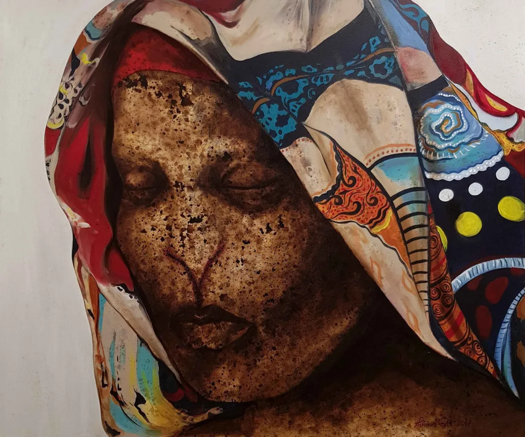 yakınlaştır "Gizemli Acılar - II Serisinden" eseri PARVİN GHORBANZADEH DİZAJİ tarafından 2017 yılında 100x120 cm ölçülerinde Tuval üzeri karışık teknik tekniği ile yapılmıştır.