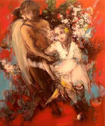 "Ariadneye Yardım" eseri PERUZE HAMURCU tarafından 60x50 cm ölçülerinde Tuval üzeri yağlı boya tekniği ile yapılmıştır.