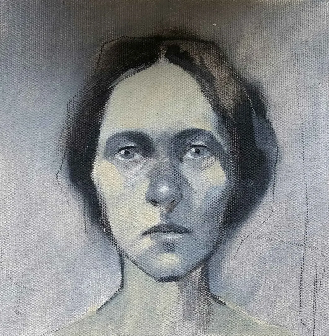 "Portre" eseri SEMA ÖCAL tarafından 20x20 cm ölçülerinde Tuval üzeri yağlı boya tekniği ile yapılmıştır.