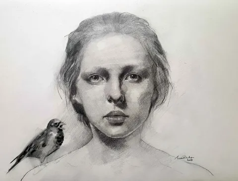 SEMA ÖCAL — “Portre” "Portre" eseri SEMA ÖCAL tarafından 33x42 cm ölçülerinde Kağıda Kurşun kalem tekniği ile yapılmıştır.
