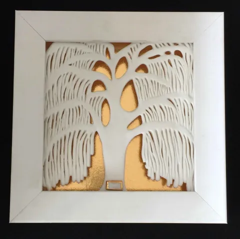 "Salkım Söğüt-II" eseri SEYHAN YILMAZ tarafından 2017 yılında 24.5x24.5x4.5 cm ölçülerinde Dökümle ve Elle Şekillendirme, 1200 °C tekniği ile yapılmıştır.