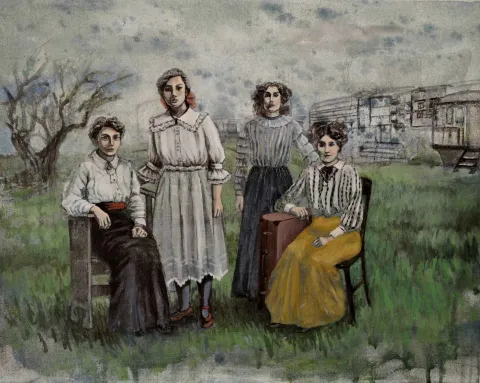 "Akşam" eseri ŞİRİN YILMAZ tarafından 2017 yılında 40x50 cm ölçülerinde Tuval üzeri akrilik boya tekniği ile yapılmıştır.