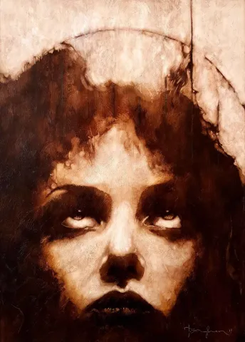 "Şakül" eseri TALAT AYHAN tarafından 70x50 cm ölçülerinde Tuval üzeri karışık teknik tekniği ile yapılmıştır.