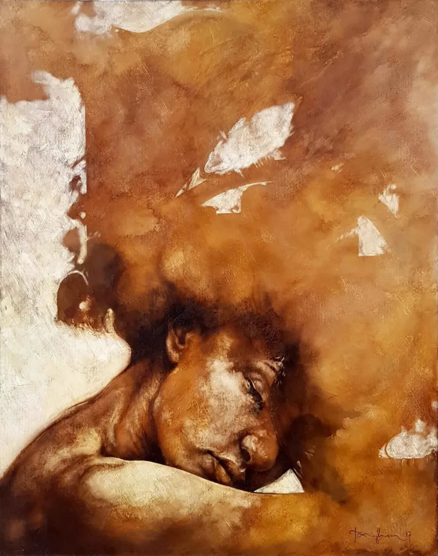 yakınlaştır "Şakül" eseri TALAT AYHAN tarafından 92x73 cm ölçülerinde Tuval üzeri karışık teknik tekniği ile yapılmıştır.