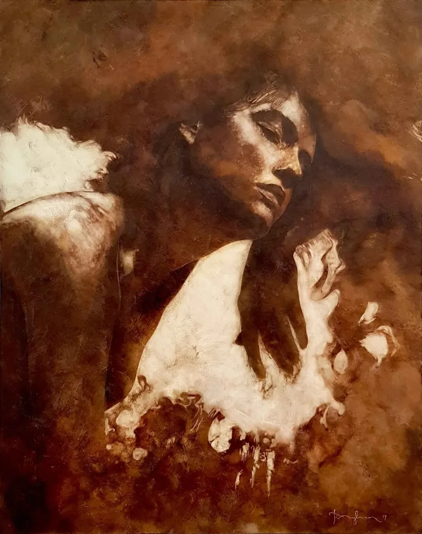 yakınlaştır "Şakül" eseri TALAT AYHAN tarafından 92x73 cm ölçülerinde Tuval üzeri karışık teknik tekniği ile yapılmıştır.