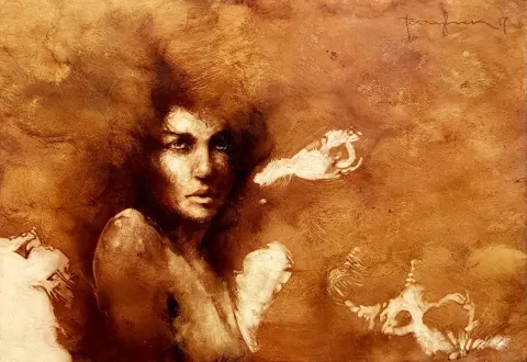 TALAT AYHAN — “Şakül” "Şakül" eseri TALAT AYHAN tarafından 30x43 cm ölçülerinde Tuval üzeri karışık teknik tekniği ile yapılmıştır.