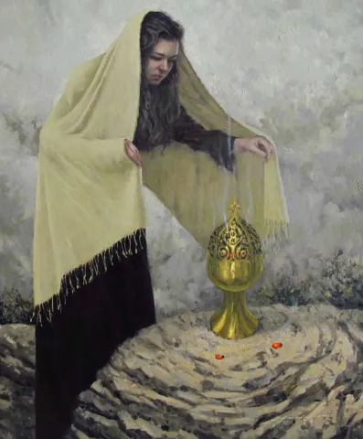 "Buhurdan-3" eseri FATİH KARAKAŞ tarafından 2017 yılında 60x50 cm ölçülerinde Tuval üzeri yağlı boya tekniği ile yapılmıştır.