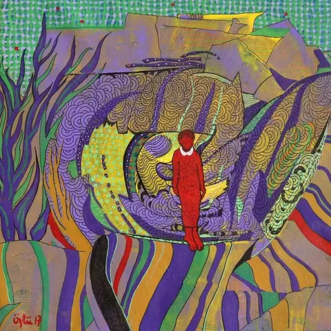 NECMETTİN ÖZLÜ — “Ben Buradayım”, 2017 "Ben Buradayım" eseri NECMETTİN ÖZLÜ tarafından 2017 yılında 25x25 cm ölçülerinde Tuval üzeri akrilik boya tekniği ile yapılmıştır.