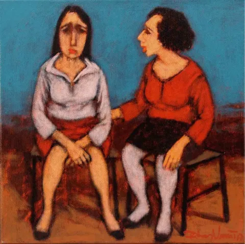 "isimsiz" eseri ORHAN UMUT tarafından 2017 yılında 25x25 cm ölçülerinde Tuval üzeri akrilik boya tekniği ile yapılmıştır.