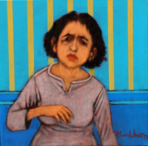"isimsiz" eseri ORHAN UMUT tarafından 2017 yılında 25x25 cm ölçülerinde Tuval üzeri akrilik boya tekniği ile yapılmıştır.