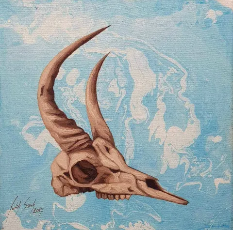 "isimsiz" eseri FATİH SAZAK tarafından 2017 yılında 25x25 cm ölçülerinde Tuval üzeri yağlı boya tekniği ile yapılmıştır.