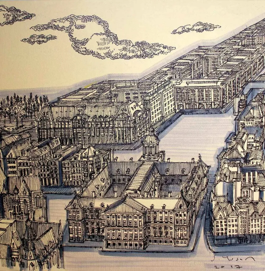 yakınlaştır "Amsterdam" eseri SÜMEYYE YUŞAN tarafından 2017 yılında 25x25 cm ölçülerinde Tuval üzeri karışık teknik tekniği ile yapılmıştır.