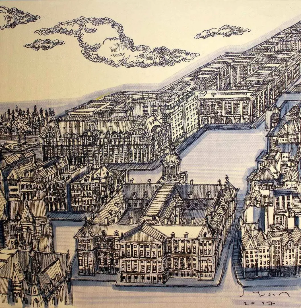 yakınlaştır "Amsterdam" eseri SÜMEYYE YUŞAN tarafından 2017 yılında 25x25 cm ölçülerinde Tuval üzeri karışık teknik tekniği ile yapılmıştır.