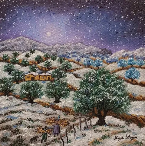"isimsiz" eseri HAYAL İRTEGÜN tarafından 2017 yılında 25x25 cm ölçülerinde Tuval üzeri yağlı boya tekniği ile yapılmıştır.