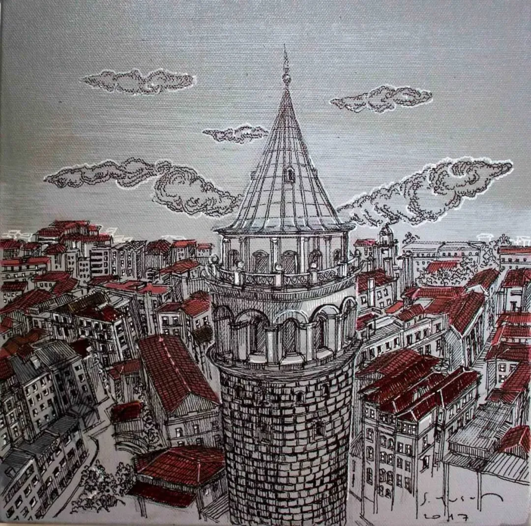 yakınlaştır "Galata kulesi" eseri SÜMEYYE YUŞAN tarafından 2017 yılında 25x25 cm ölçülerinde Tuval üzeri karışık teknik tekniği ile yapılmıştır.
