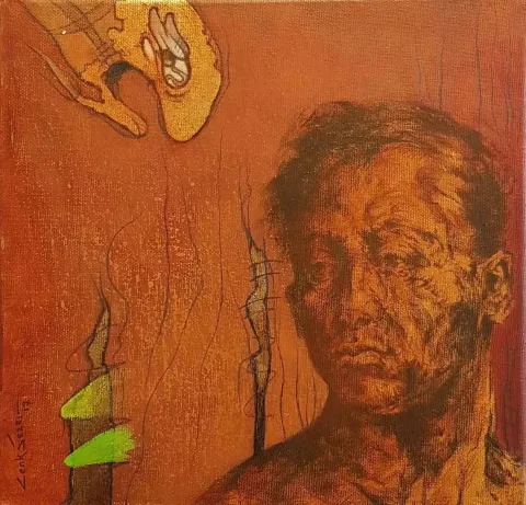 CENK SEZER — “isimsiz”, 2017 "isimsiz" eseri CENK SEZER tarafından 2017 yılında 25x25 cm ölçülerinde Tuval üzeri yağlı boya tekniği ile yapılmıştır.