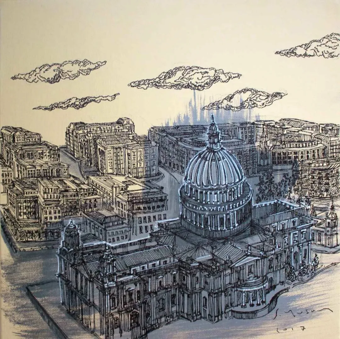 yakınlaştır "St. Paul s" eseri SÜMEYYE YUŞAN tarafından 2017 yılında 25x25 cm ölçülerinde Tuval üzeri karışık teknik tekniği ile yapılmıştır.