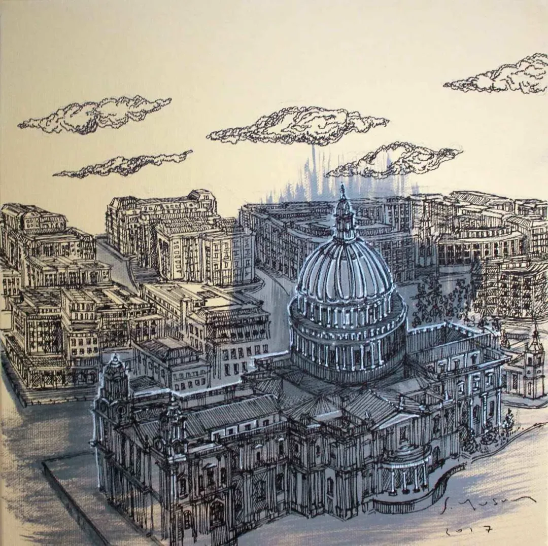 yakınlaştır "St. Paul s" eseri SÜMEYYE YUŞAN tarafından 2017 yılında 25x25 cm ölçülerinde Tuval üzeri karışık teknik tekniği ile yapılmıştır.